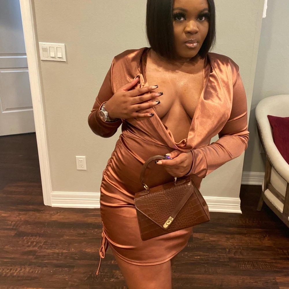 Satin Ruched Mini Dress
